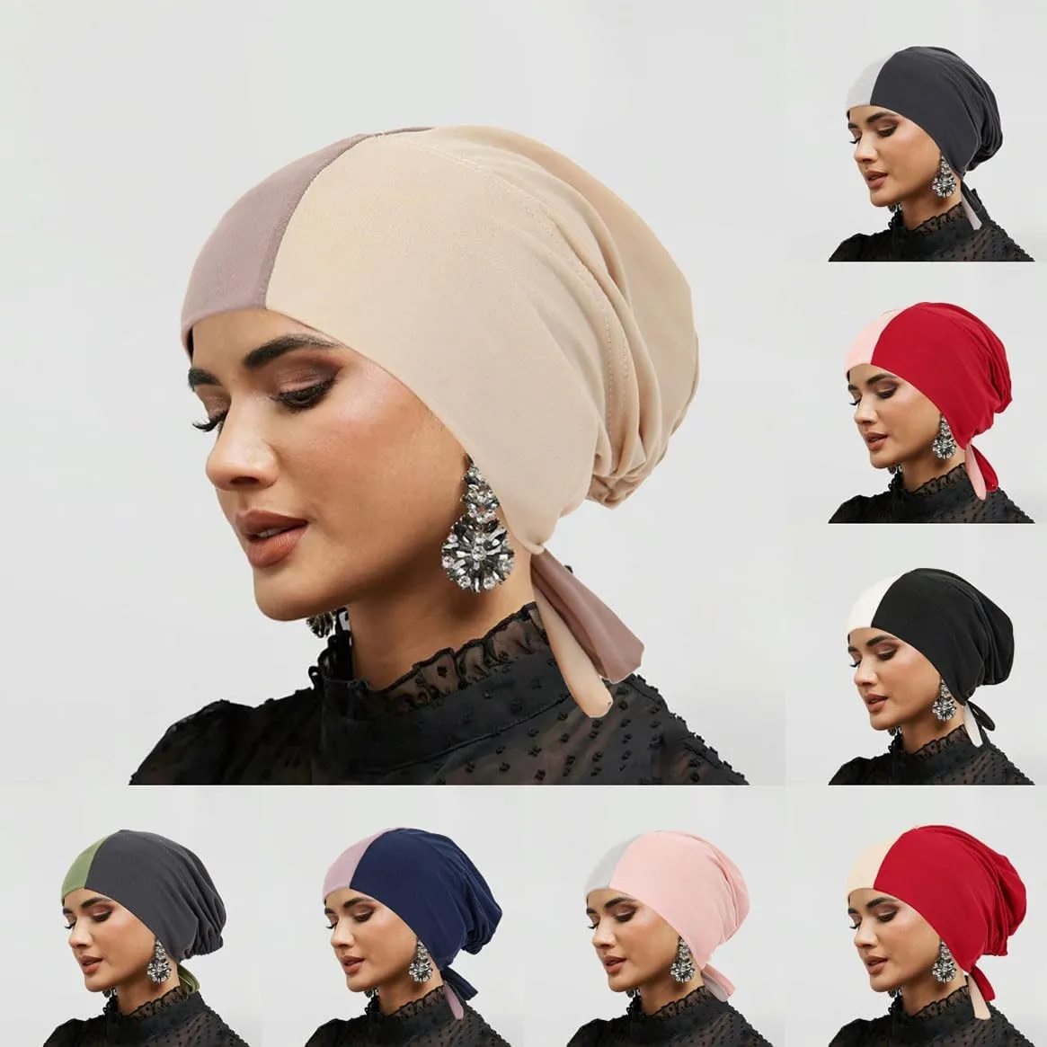 ® New Hijab Turban Hats for Women Muslim Hijab Undercap Underscarf Hair Loss Beanie Chemo Caps