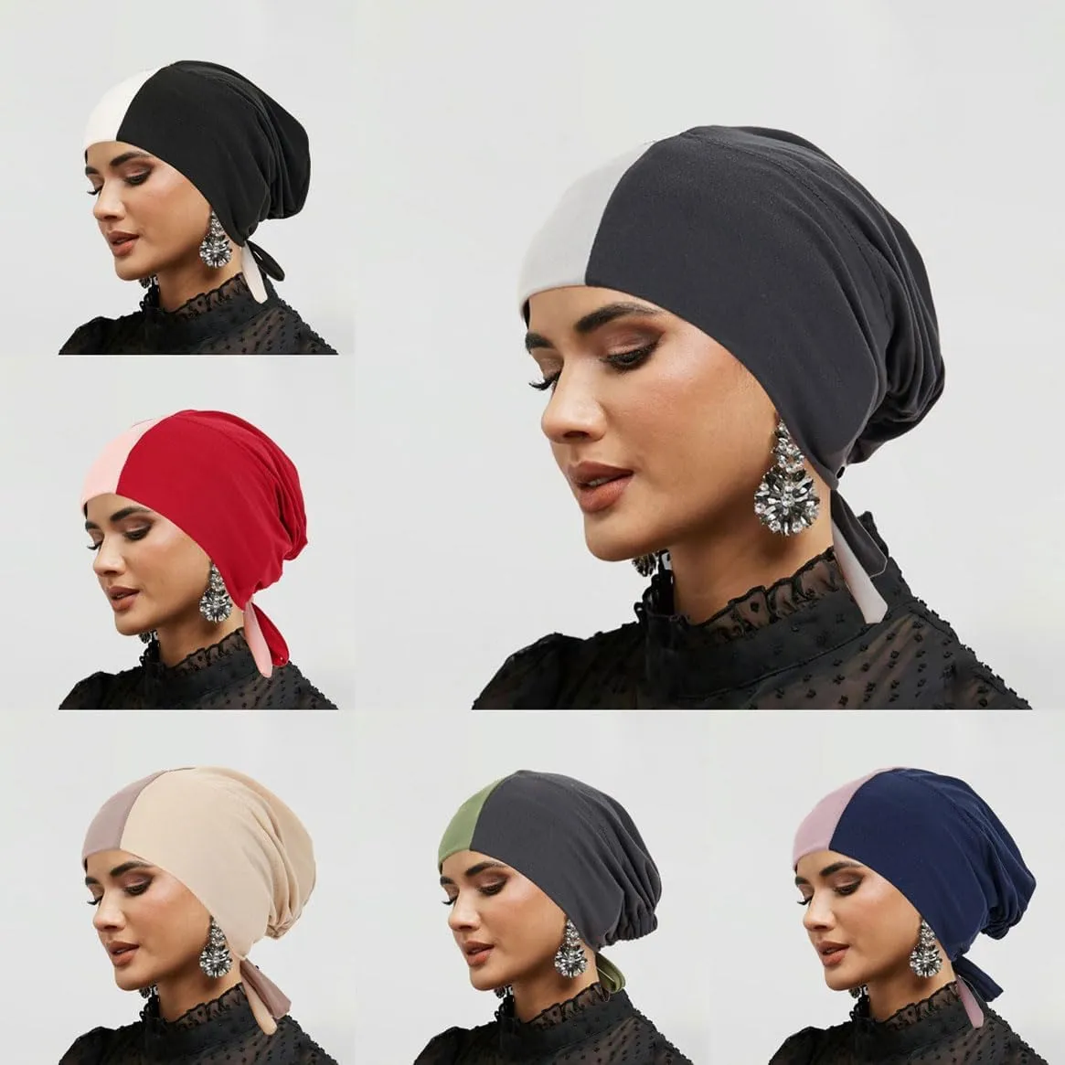 ® New Hijab Turban Hats for Women Muslim Hijab Undercap Underscarf Hair Loss Beanie Chemo Caps