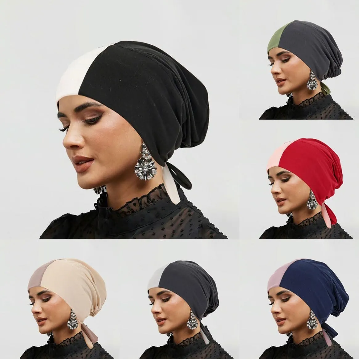 ® New Hijab Turban Hats for Women Muslim Hijab Undercap Underscarf Hair Loss Beanie Chemo Caps