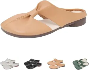 2025 Cut Out Design Flat Mules for Women,Women's Soft Sole Knot Mules,Lightweight Round Toe Backless Non-Slip Sandals