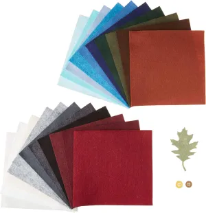 21 Felt Sheets - 6X6 inch Winter Colors Collection - Made in USA - Merino Wool Blend Felt