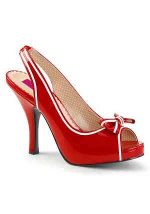 **4 1/2" Heel,3/4"Hidden P/F Peep Toe Slingback Sandal W/Bow