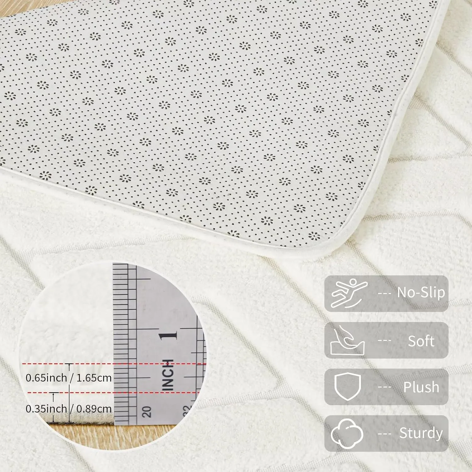 4x6 Cream Washable Area Rug for Girls Bedroom, Modern Geometric Shag Non-Slip Living Room Rugs, Fluffy Plush Soft Memory Foam Carpet for Kids Room Nursery Room Dorm Bedside Decor