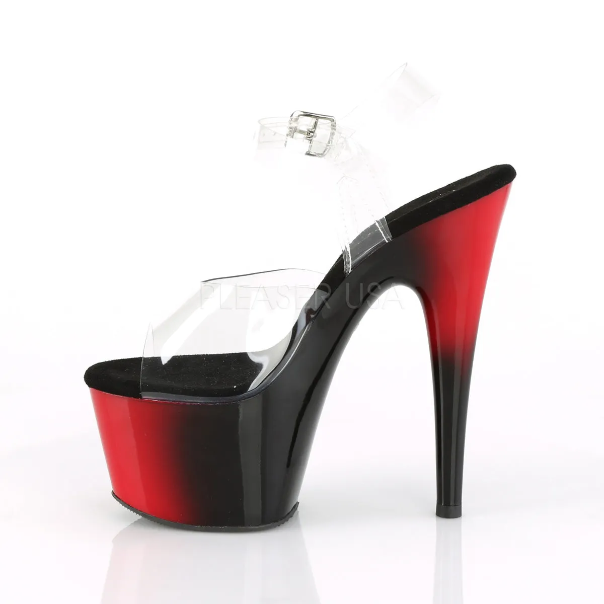 7 Inch Heel ADORE-708BR Clear Red Black