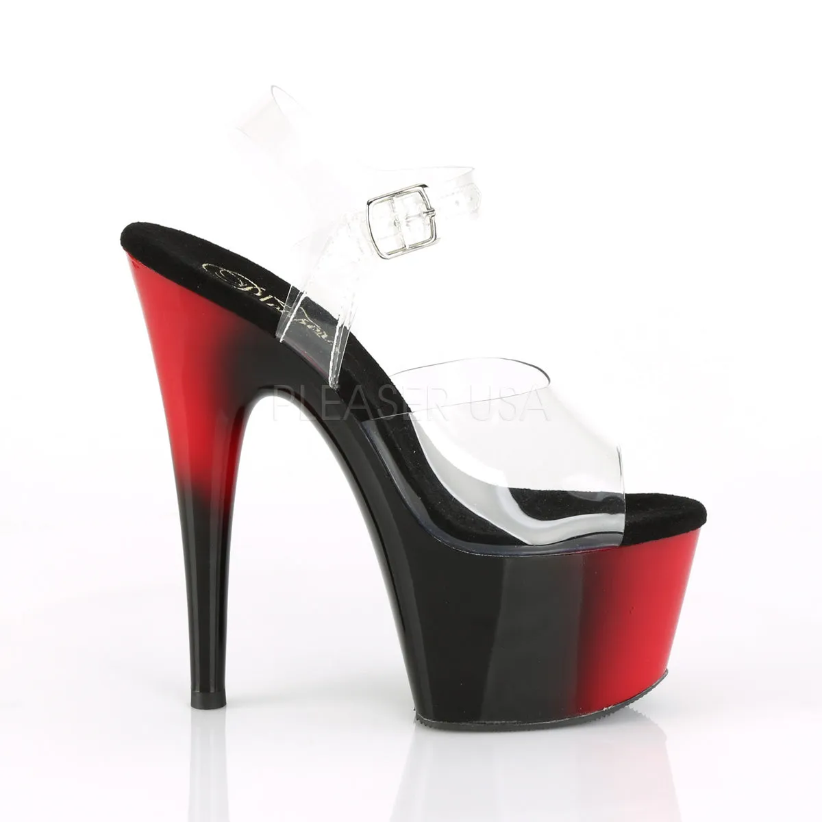 7 Inch Heel ADORE-708BR Clear Red Black