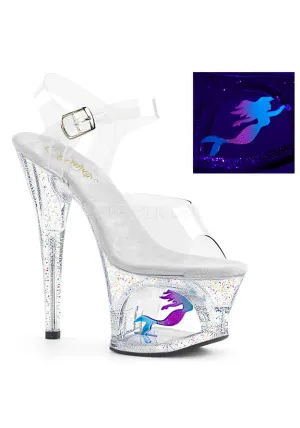 7" Heel, 2 3/4" Cut-Out PF Ankle Strap Sandal w/ Mermaid