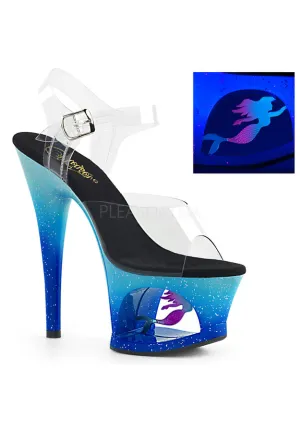7" Heel, 2 3/4" Cut-Out PF Ankle Strap Sandal w/ Mermaid