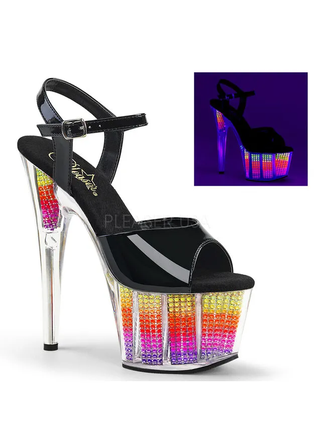 7" Heel, 2 3/4" PF Sandal W/Simulated RS Filled Bottom