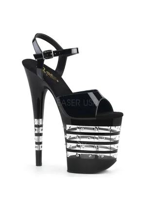 8" Heel, 4" PF Ankle Strap Sandal w/ RS Studded Lines