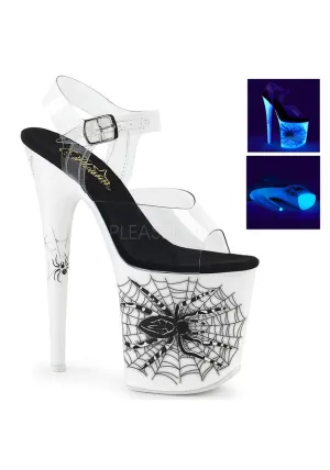 8" Heel, 4" PF Ankle Strap Sandal w/ Spider Design