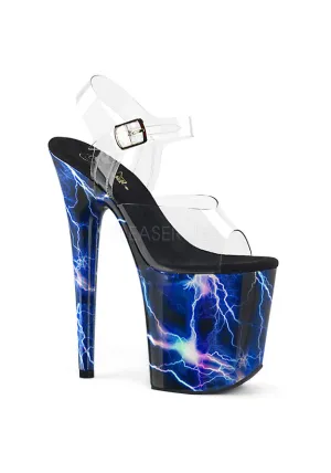 8" Heel,4" PF Ankle Strap Sandal w/Lightning Bolt Print PF