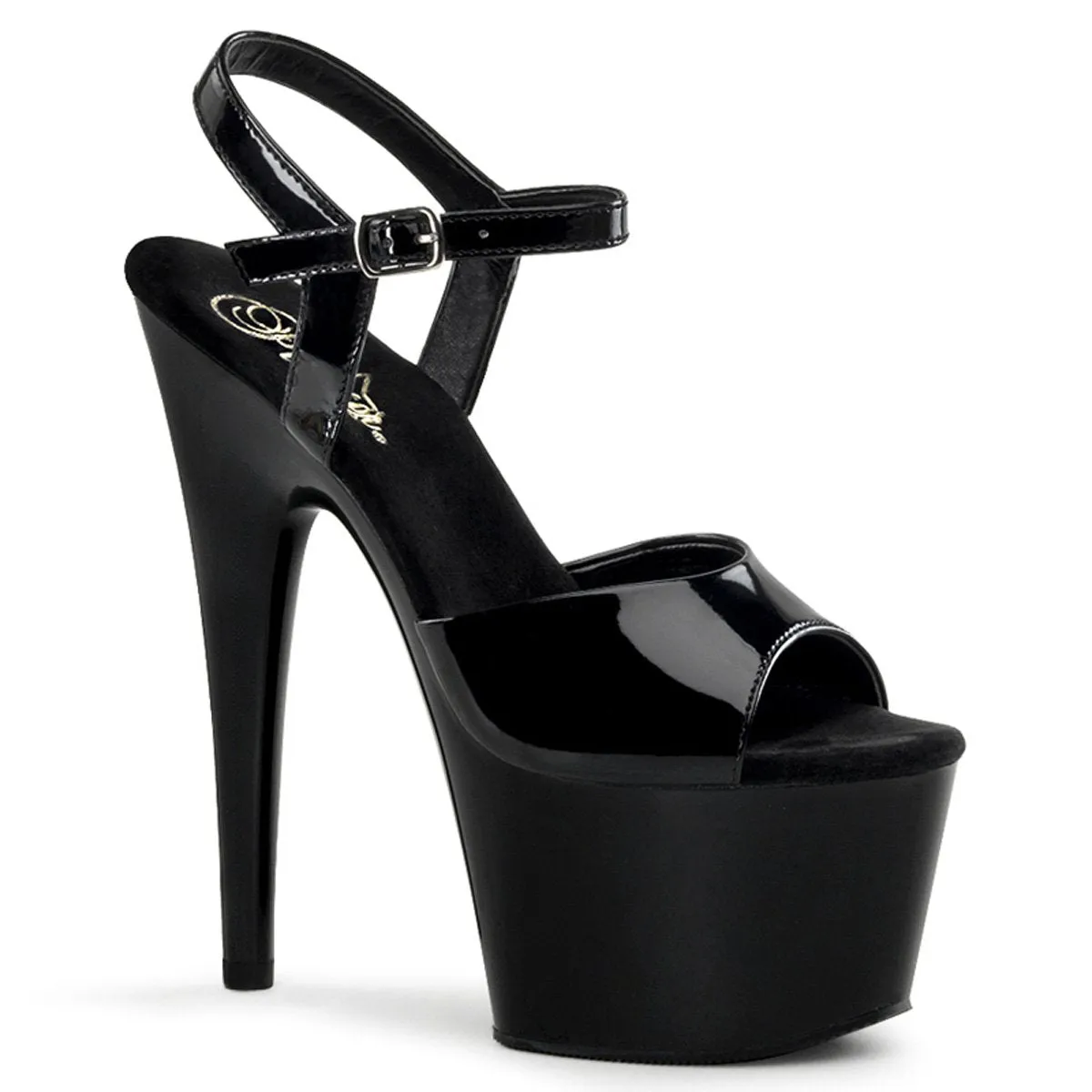 ADORE-709 7" Sandal - Black Patent/Black Matte
