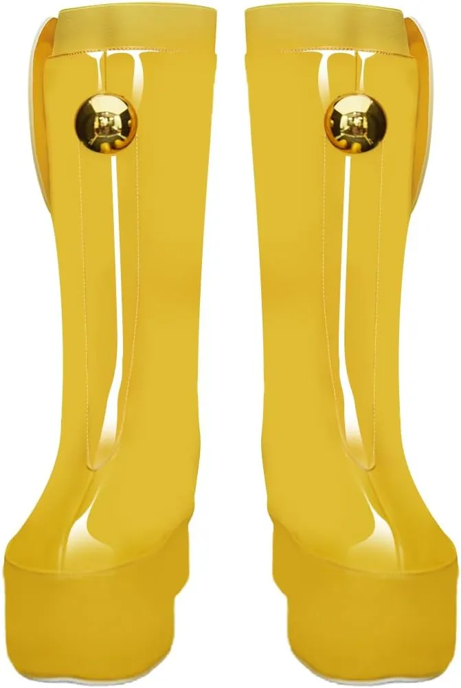 Adult Cosplay Shoes Egghead Island Costume DOM Fashion Flat Booties Pull on Mid Boots Halloween Dress