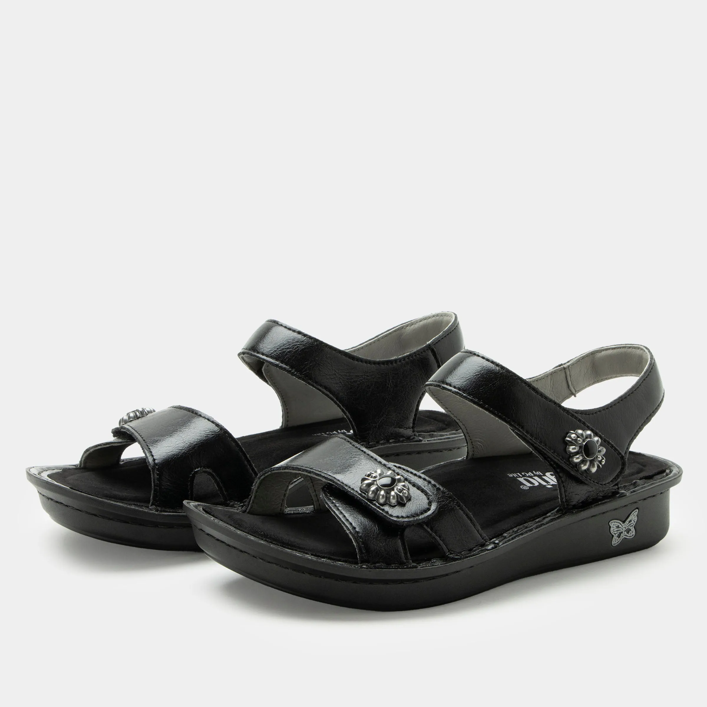 Alegria Vienna Sandal in Loretta Roja, Black Sapphire, & Good as Gold