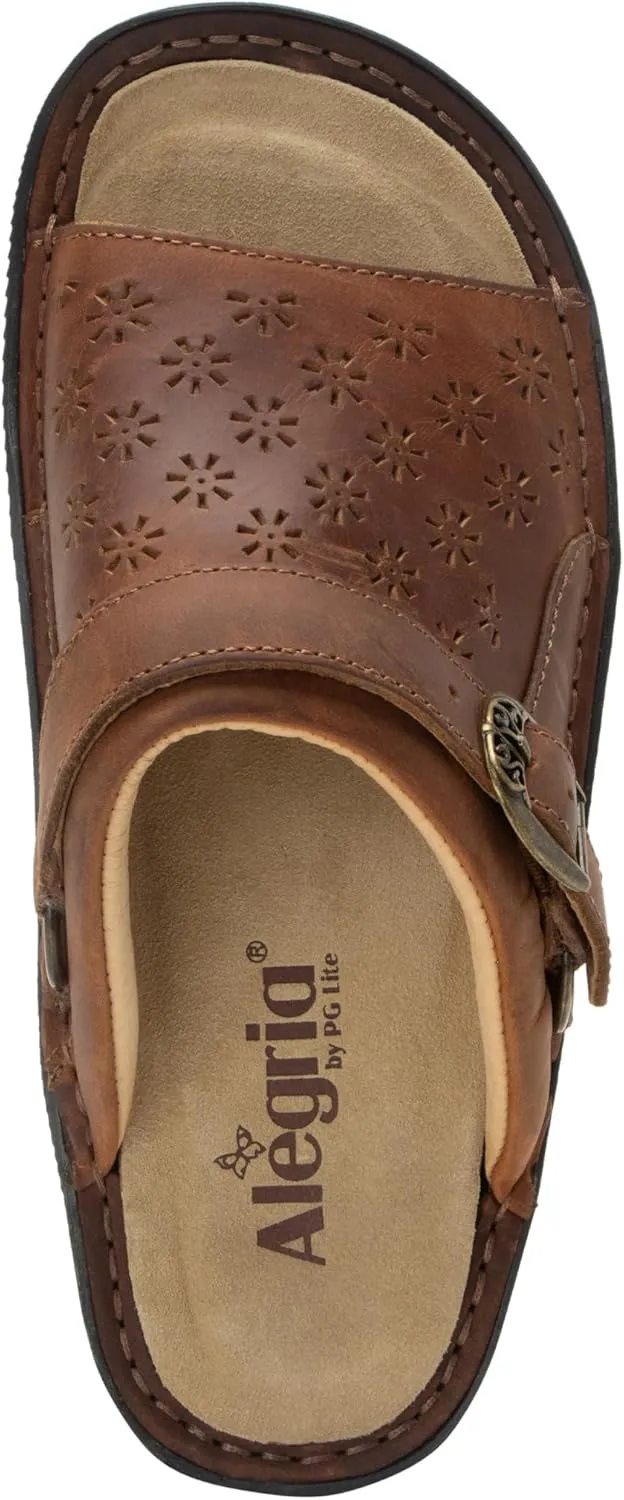 Alegria Womens Klover - Leather Adjustable Slide - Timeless Comfort, Arch Support and Stylish Women's Shoe for Easy Step In - Slip-Resistant - Nursing and Healthcare Professionals