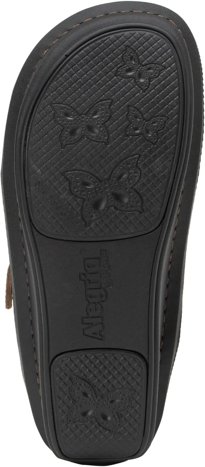 Alegria Womens Klover - Leather Adjustable Slide - Timeless Comfort, Arch Support and Stylish Women's Shoe for Easy Step In - Slip-Resistant - Nursing and Healthcare Professionals