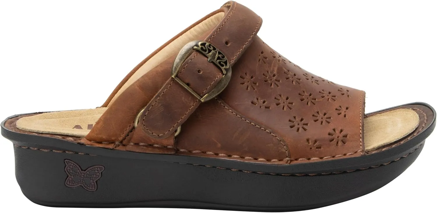 Alegria Womens Klover - Leather Adjustable Slide - Timeless Comfort, Arch Support and Stylish Women's Shoe for Easy Step In - Slip-Resistant - Nursing and Healthcare Professionals