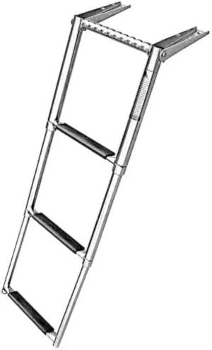 Amarine Made 3 Step Telescoping Swim Marine Boat Ladder Stainless with Built in Handle