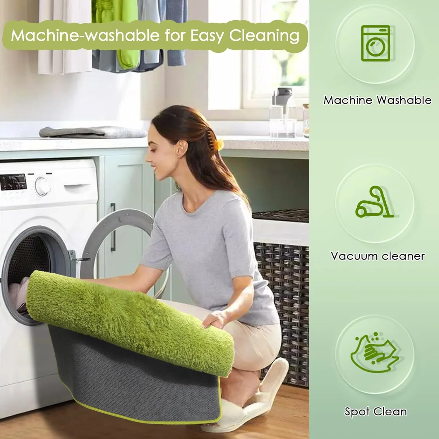 Amdrebio Grass Green Area Rugs 8x10 for Living Room Bedroom, Large Shag Fluffy Plush Rugs for Kids Room Baby Nursery Decor, Moss Fuzzy Fur Modern Floor Rug for Teen Boys, Shaggy Fuzzy Cool Big Carpet