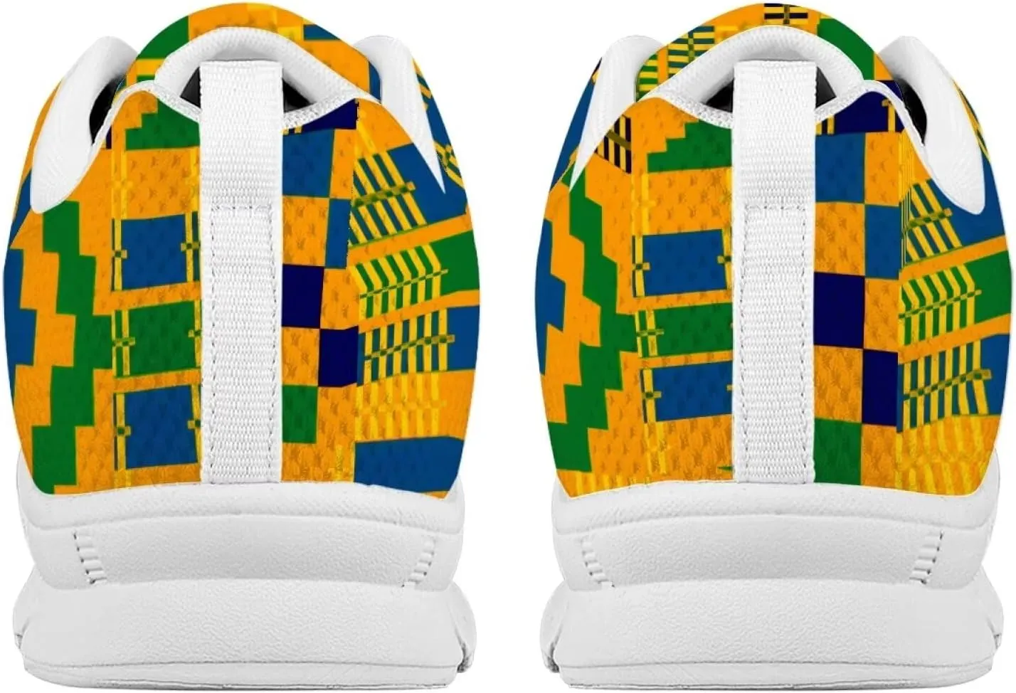 AmzPrint American Aztect Kente Ethnic Graphic Tribal Print White Sole African Shoes for Women Men Fashion Casual Sneaker