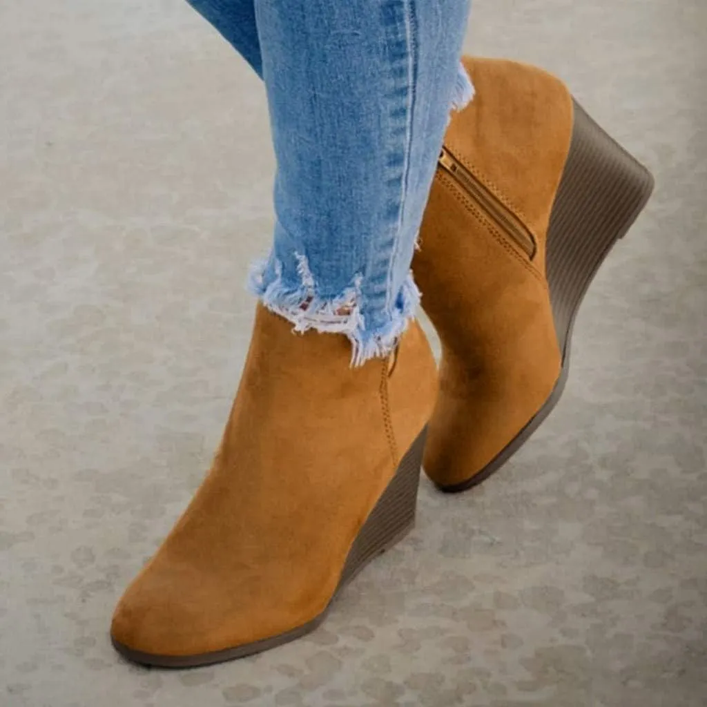 Ankle Booties for Women Leather Low Heel Ankle Boots Stacked Mid Heel Dress Boots Chunky Heels Side Zipper Booties