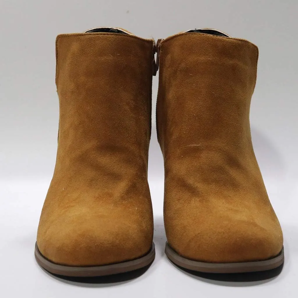Ankle Booties for Women Leather Low Heel Ankle Boots Stacked Mid Heel Dress Boots Chunky Heels Side Zipper Booties
