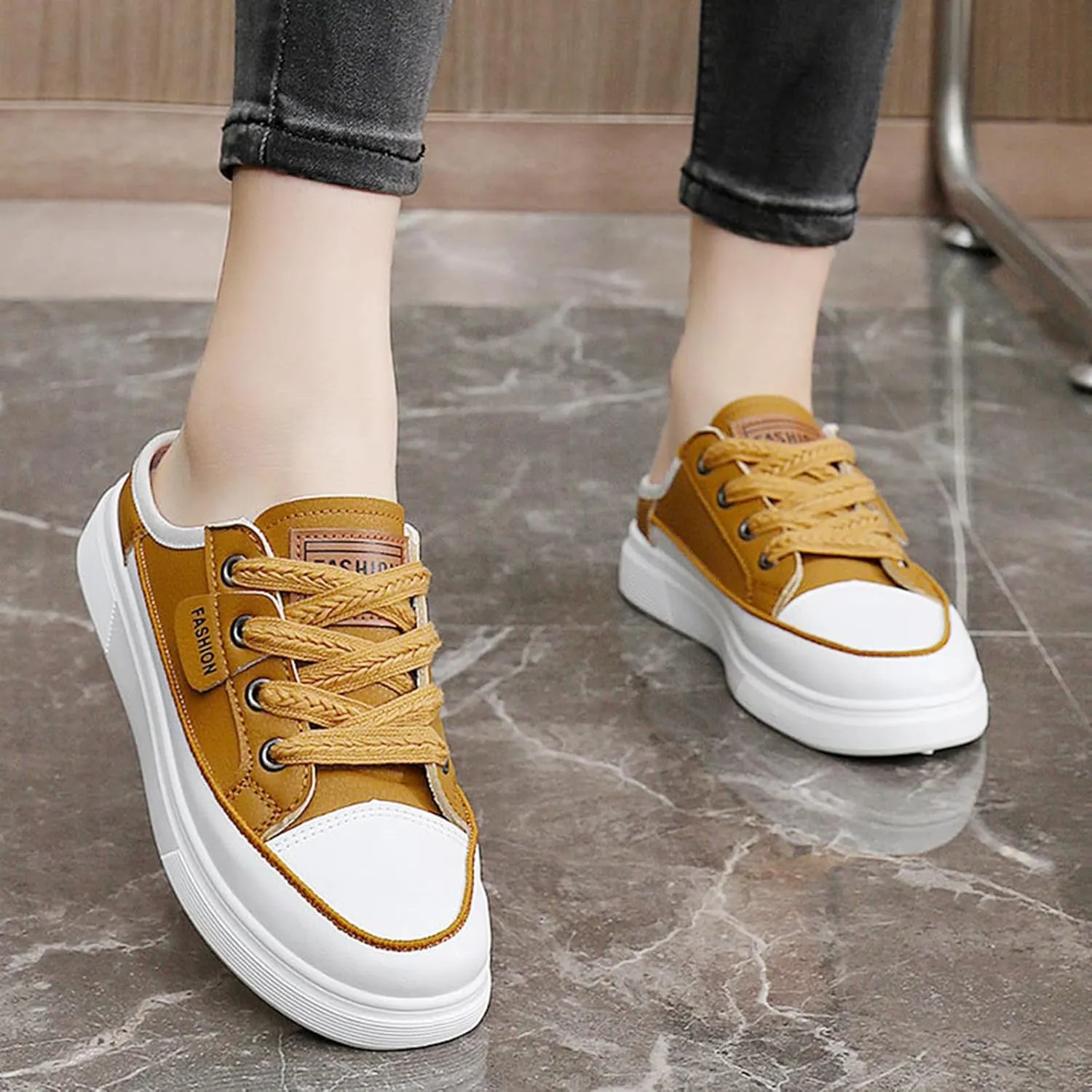Backless Sneakers for Women Slip On Sneakers Flat Mule Shoes Clog Sneakers