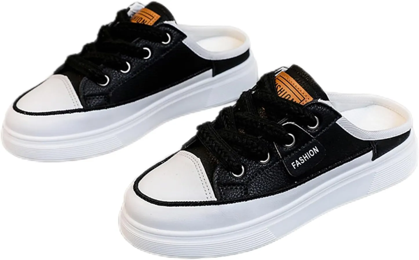 Backless Sneakers for Women Slip On Sneakers Flat Mule Shoes Clog Sneakers