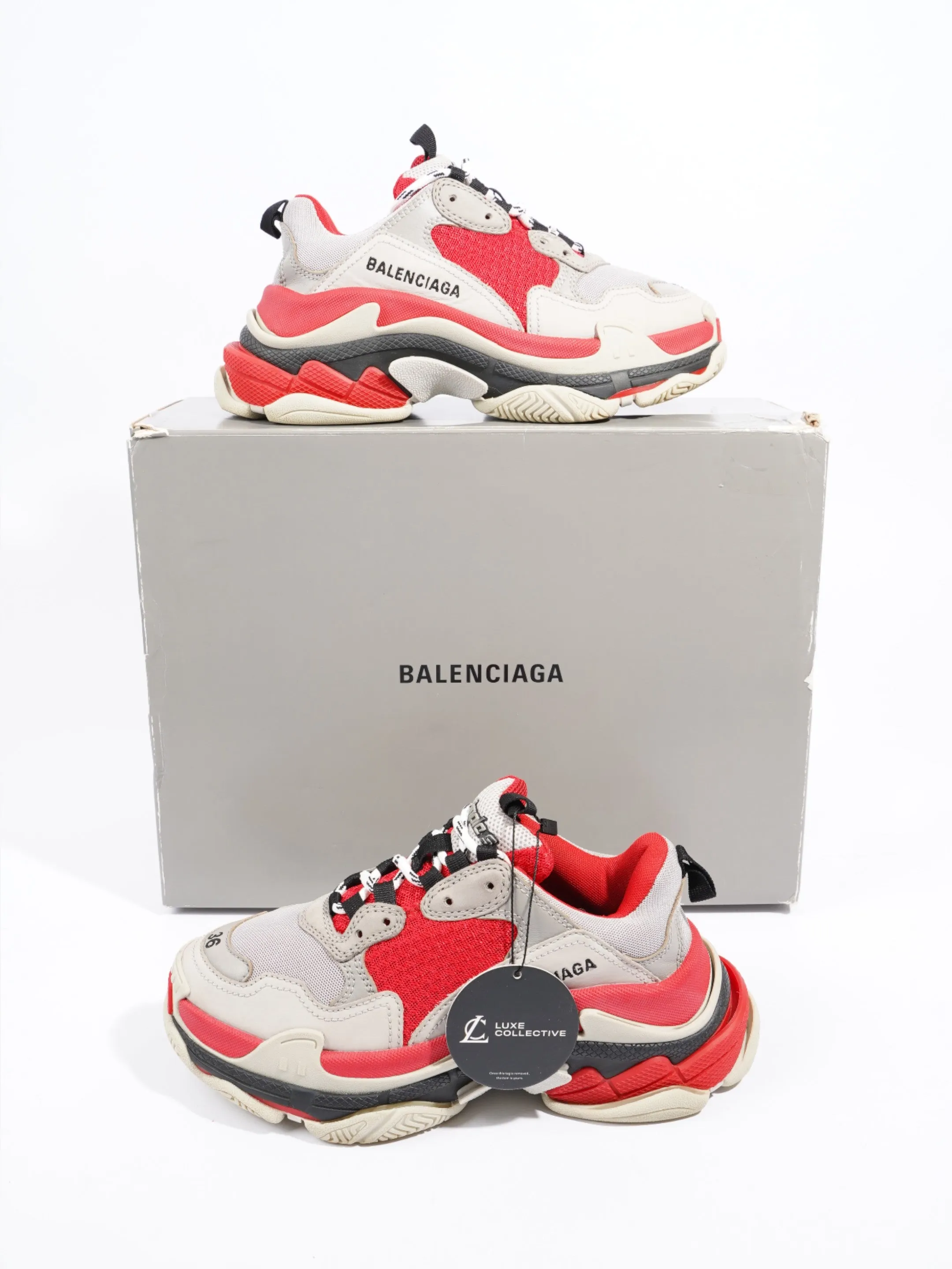 Balenciaga Triple S Sneaker Red / Grey Mesh EU 36 UK 3