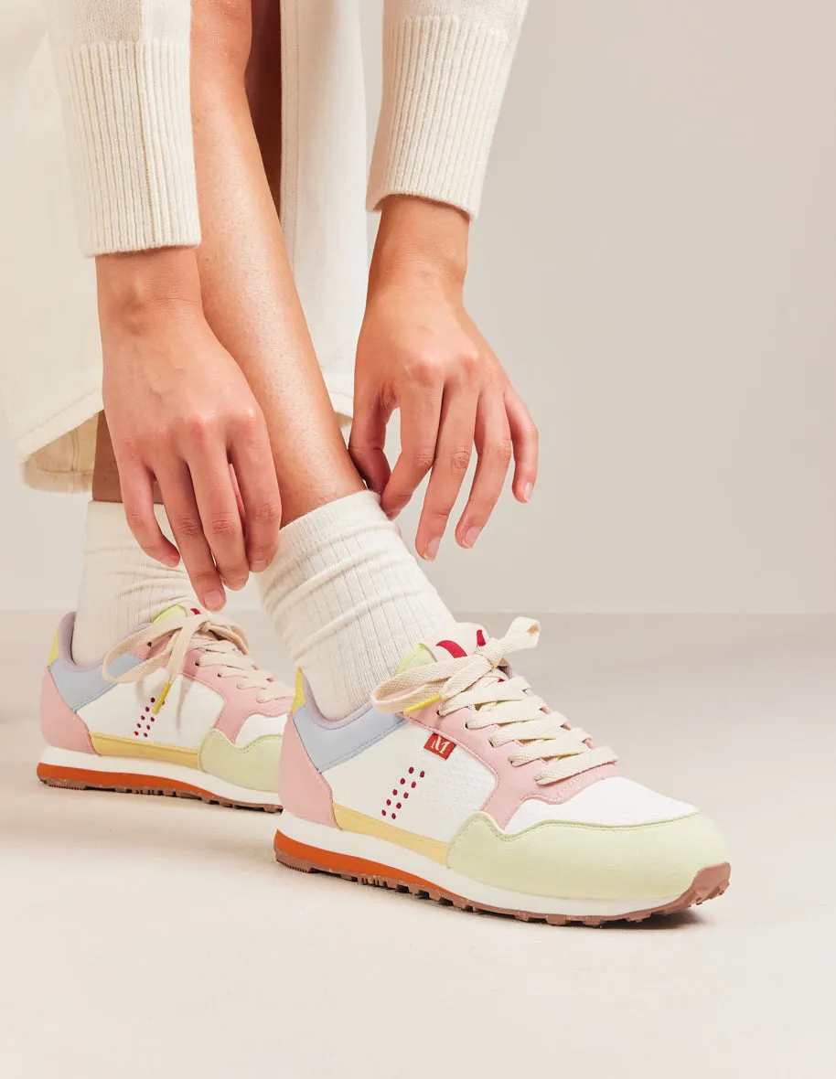 Baskets basses Gabrielle - Vert d'eau blanc rose clair