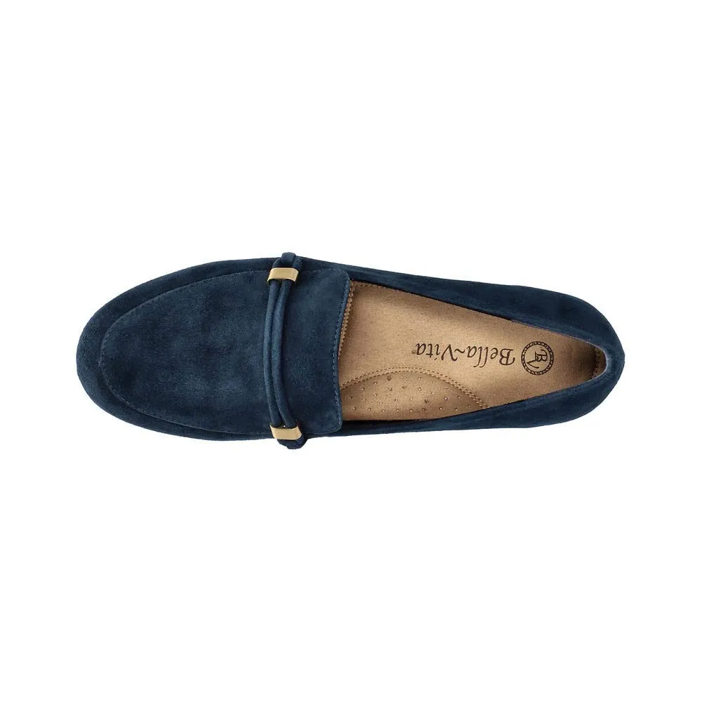 Bella Vita Women's Jerrica Loafer, Navy Suede Leather, 7.5