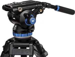 Benro S8 PRO Flat Base Fluid Video Head, 17.6 lb Max, 8 Step Counterbalance (0-7), 3/8"-16 Accessory Mounts, 3/8"-16 Head Mount, w/Pan Arm (S8PRO)