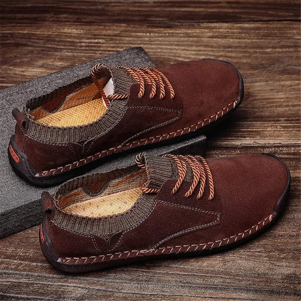 BIFINI Mens Suede Loafers Flats Sneaker Hand Stitching Outdoor Walking Daily Shoes