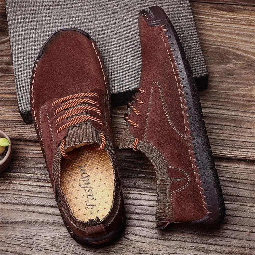 BIFINI Mens Suede Loafers Flats Sneaker Hand Stitching Outdoor Walking Daily Shoes