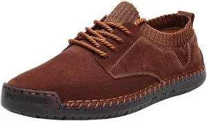 BIFINI Mens Suede Loafers Flats Sneaker Hand Stitching Outdoor Walking Daily Shoes