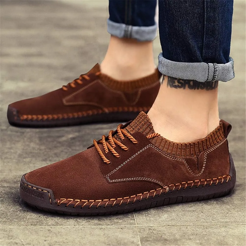 BIFINI Mens Suede Loafers Flats Sneaker Hand Stitching Outdoor Walking Daily Shoes