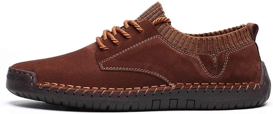 BIFINI Mens Suede Loafers Flats Sneaker Hand Stitching Outdoor Walking Daily Shoes