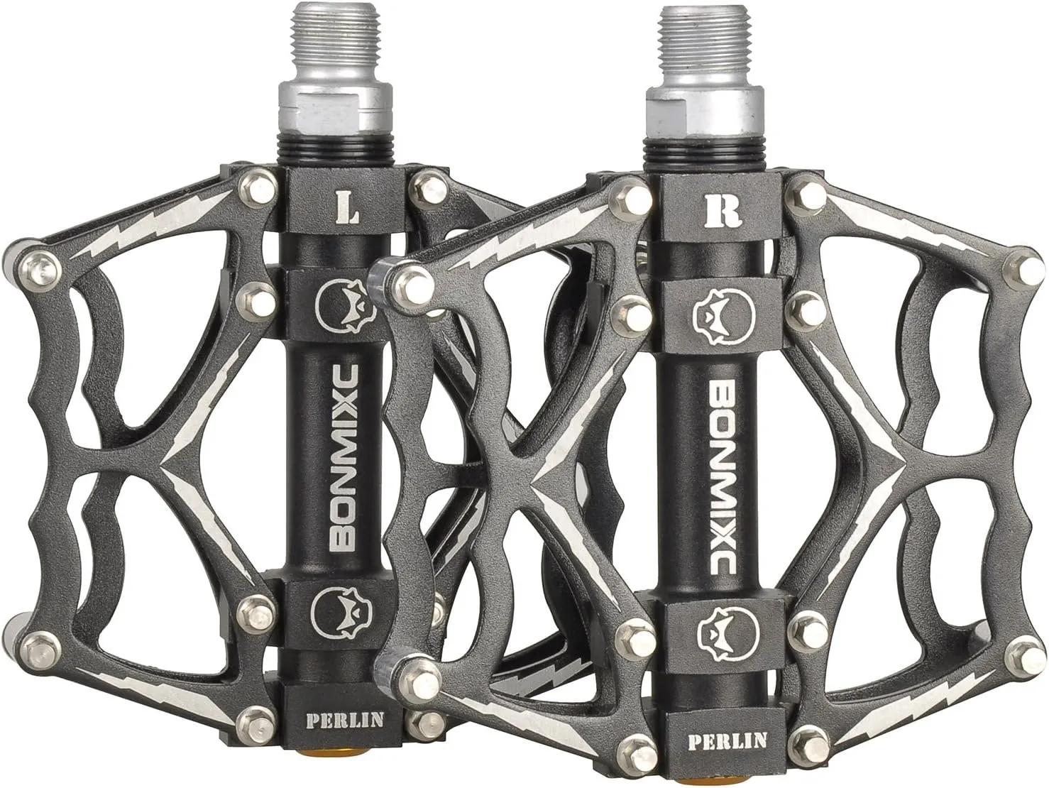 Bike Pedals 9/16" Skull Pattern Mountain Bike Pedals Sealed Bearing Bicycle Pedals Aluminum Alloy Flat Road Bike Pedals