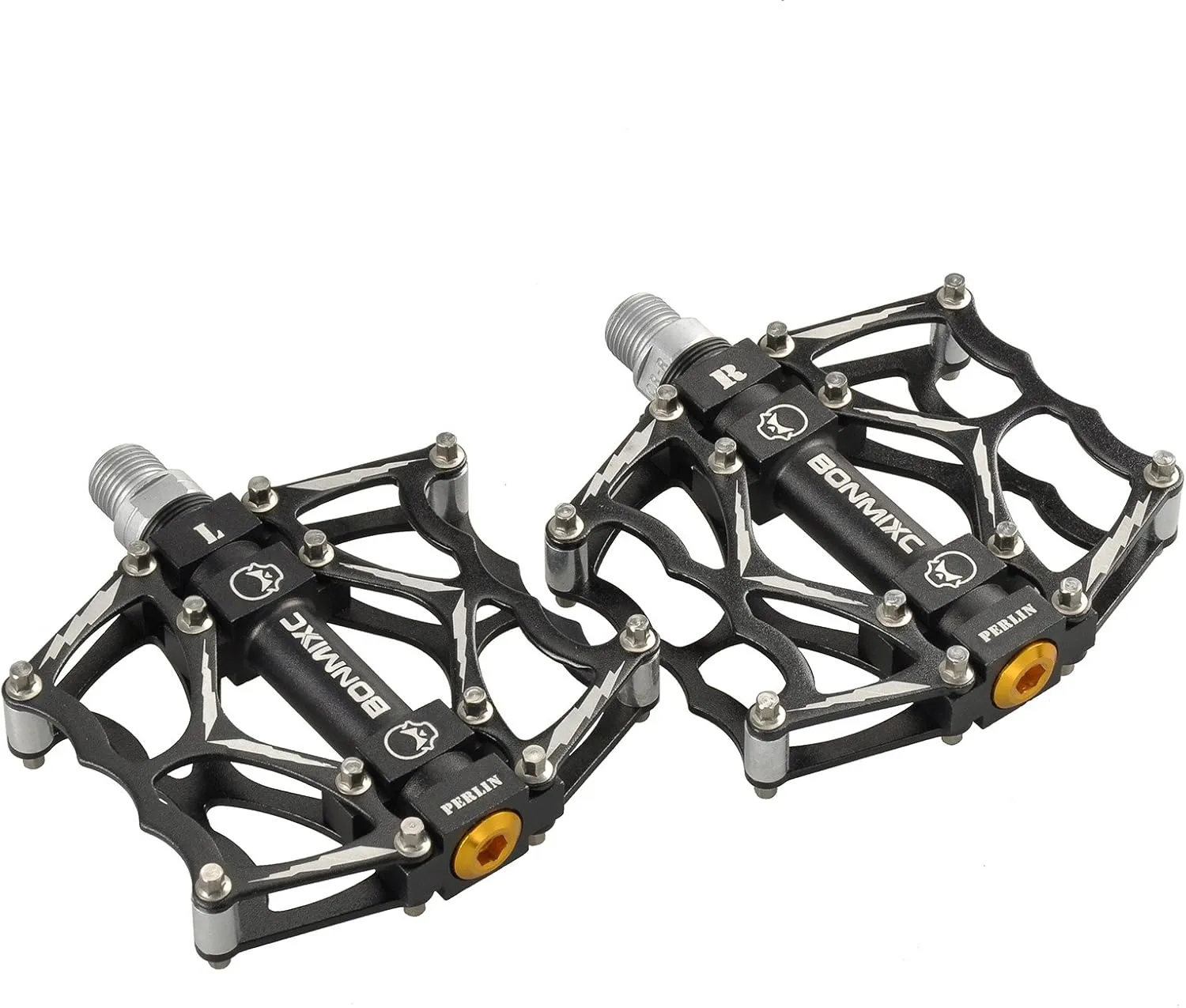 Bike Pedals 9/16" Skull Pattern Mountain Bike Pedals Sealed Bearing Bicycle Pedals Aluminum Alloy Flat Road Bike Pedals