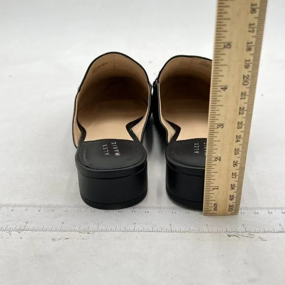 Black Pointed Toe Block Low Heel Backless Mule Slip On Business Casual Shoes