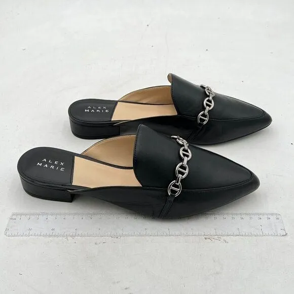 Black Pointed Toe Block Low Heel Backless Mule Slip On Business Casual Shoes