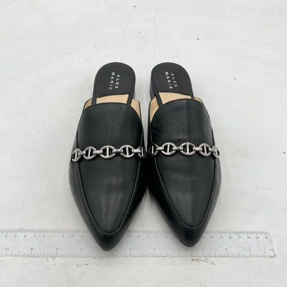Black Pointed Toe Block Low Heel Backless Mule Slip On Business Casual Shoes