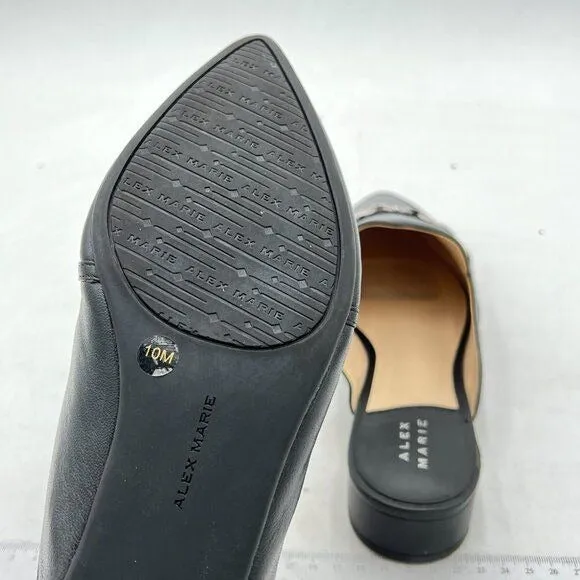 Black Pointed Toe Block Low Heel Backless Mule Slip On Business Casual Shoes