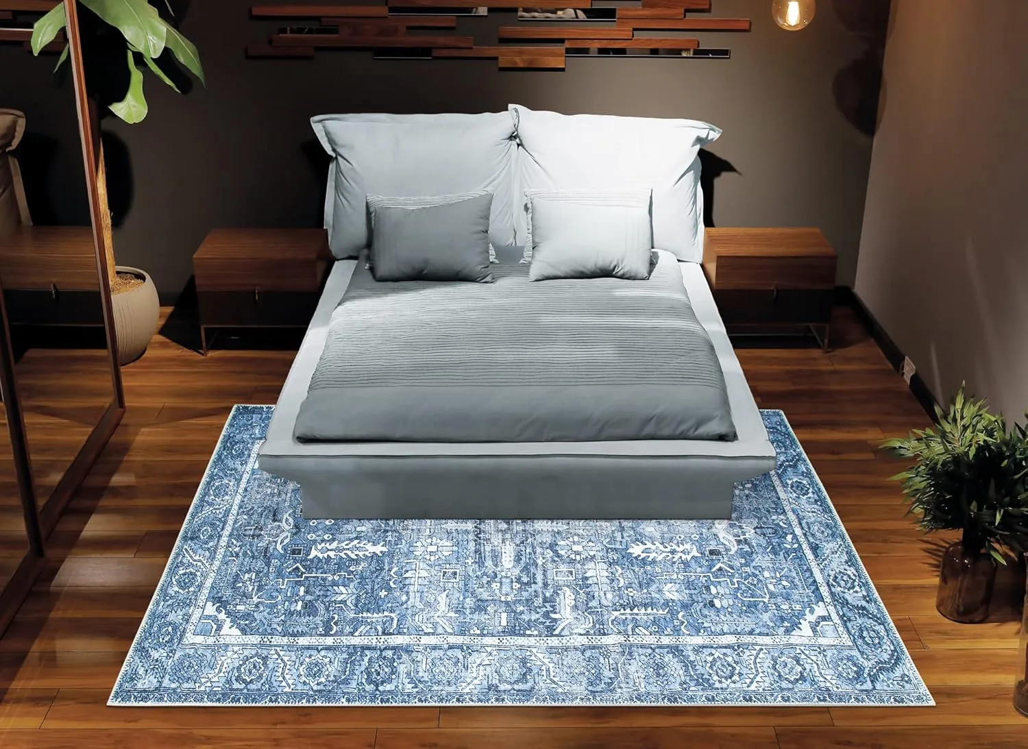 Bloom Rugs Washable Non-Slip 2' x 3' Rug - Blue Traditional Oriental Area Rug for Living Room, Bedroom, Dining Room, and Kitchen - Exact Size: 2' x 3'