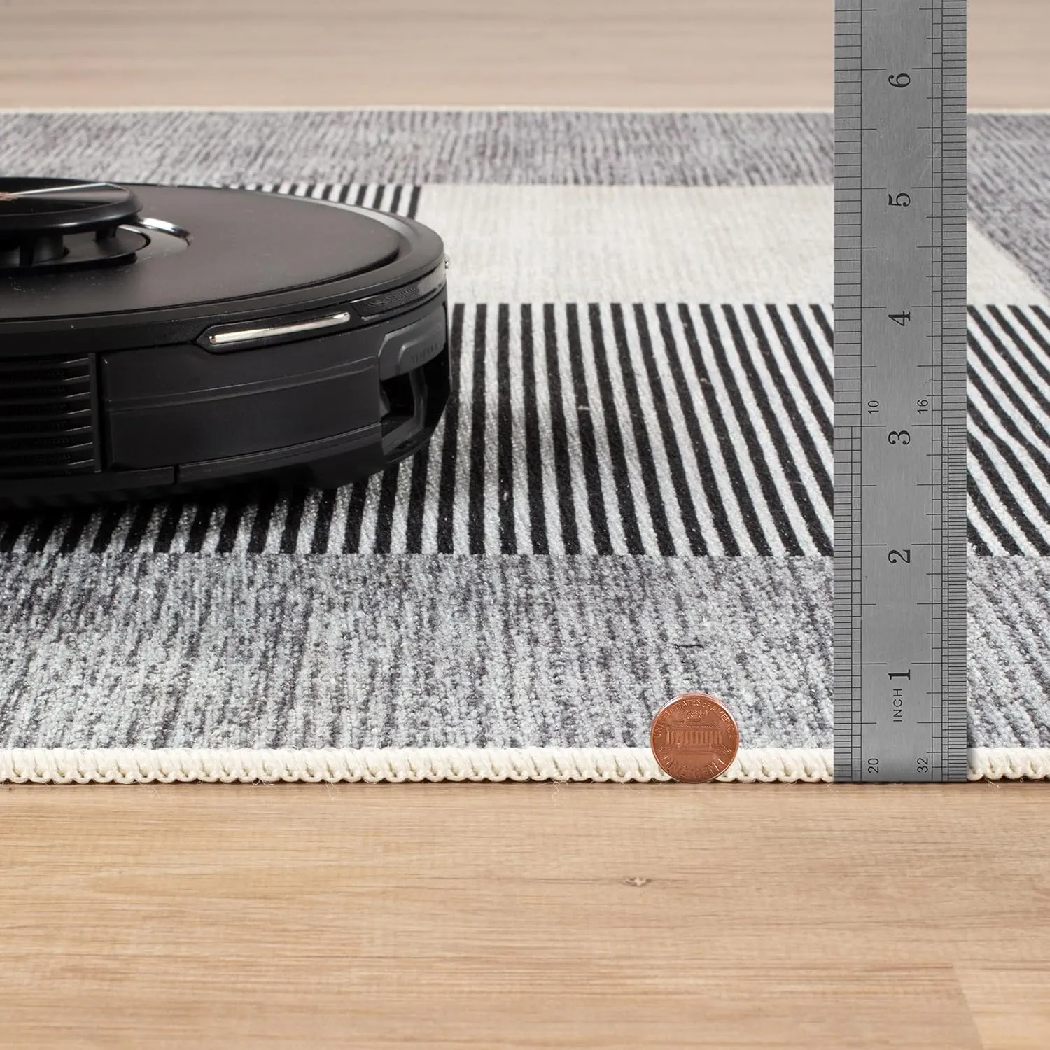 Bloom Rugs Washable Non-Slip 7 ft Runner - Charcoal Gray/Burnt Orange Modern Geometric Runner for Entryway, Hallway, Bathroom, and Kitchen - Exact Size: 2.5' x 7'