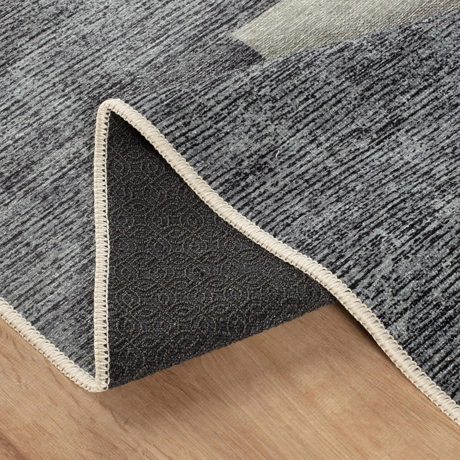 Bloom Rugs Washable Non-Slip 7 ft Runner - Charcoal Gray/Burnt Orange Modern Geometric Runner for Entryway, Hallway, Bathroom, and Kitchen - Exact Size: 2.5' x 7'