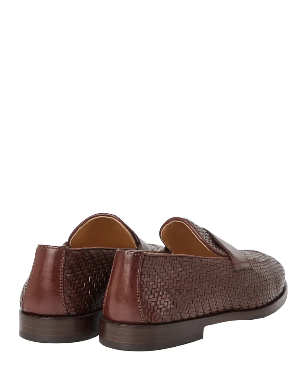 Braided Leather Penny Loafer in Brown
