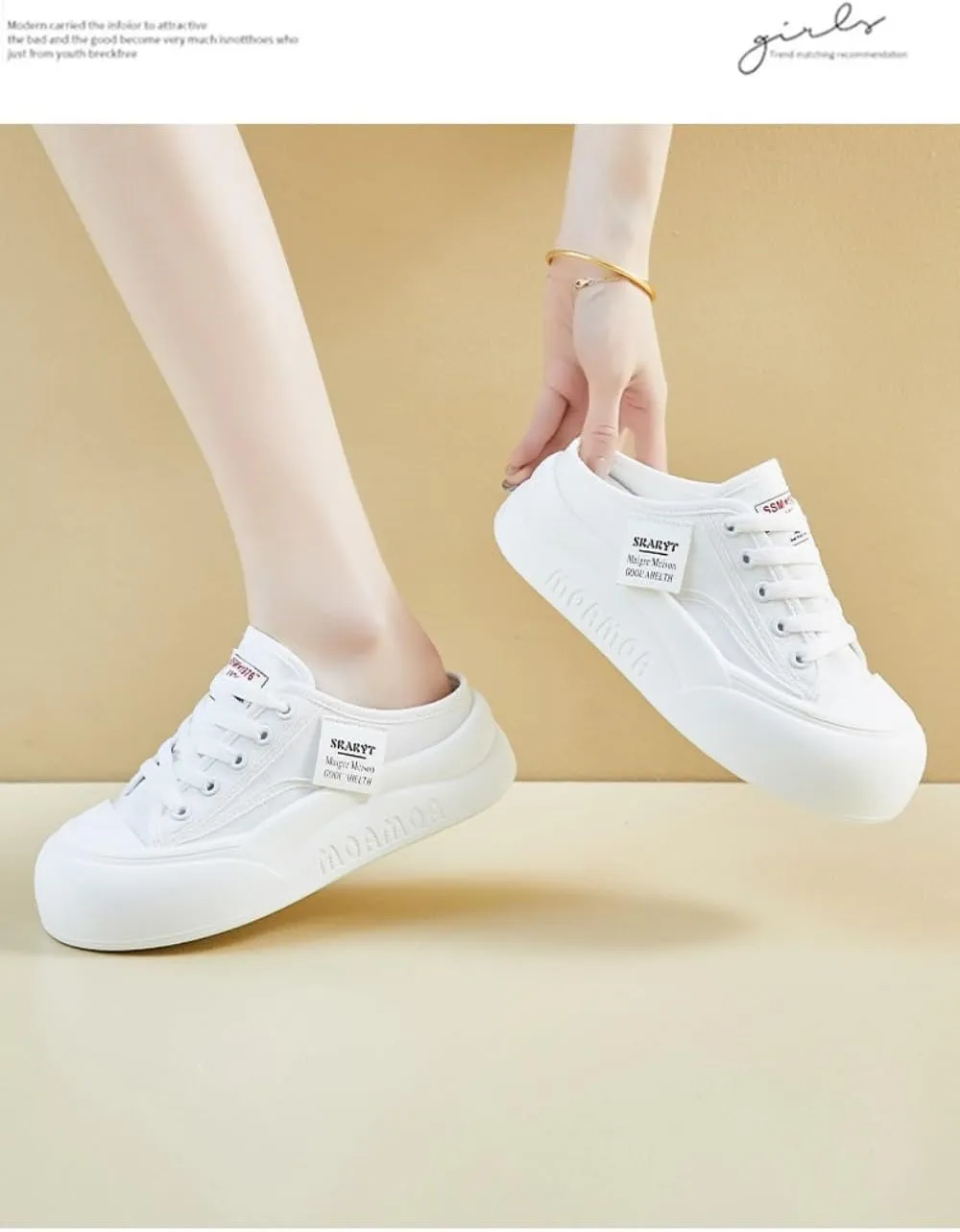 Breathable Backless Tennis Shoes for Women Slip on Mule Sneakers Wide Width Open Back Sneakers Platform Canvas Mules Non Slip Chunky Sole Lace Up Cute Round Toe Lightweight Casual Slides Retro Summer