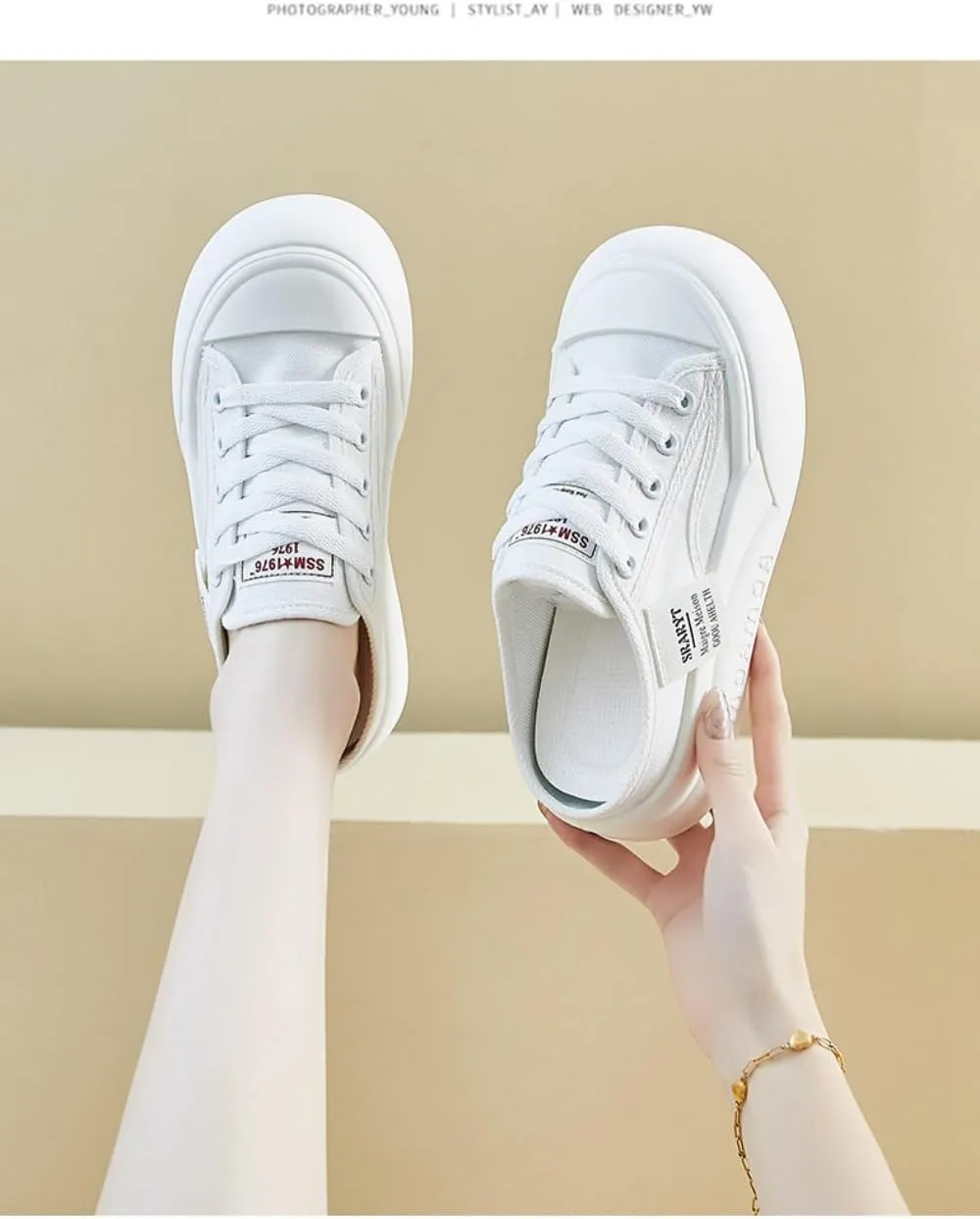 Breathable Backless Tennis Shoes for Women Slip on Mule Sneakers Wide Width Open Back Sneakers Platform Canvas Mules Non Slip Chunky Sole Lace Up Cute Round Toe Lightweight Casual Slides Retro Summer
