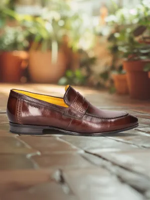 bugatti Dark Brown Premium Leather Loafers